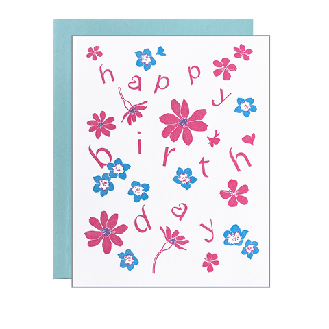Flower Confetti Birthday Card