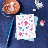Flower Confetti Birthday Card